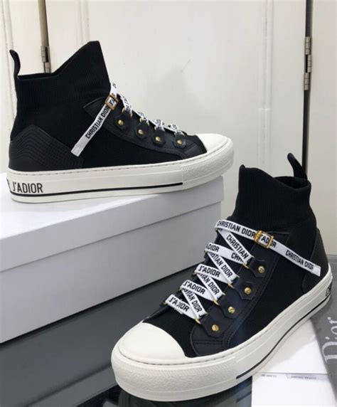 dior black leather sneakers|christian Dior high cut sneakers.